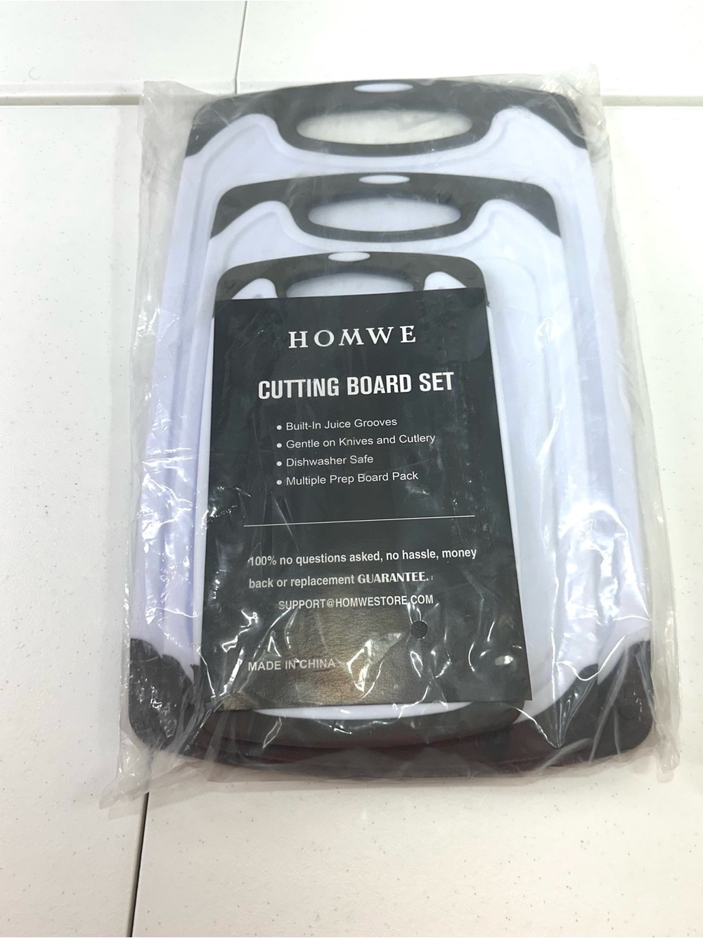 Homwe White and gray Cutting Board Set - 3 Pack